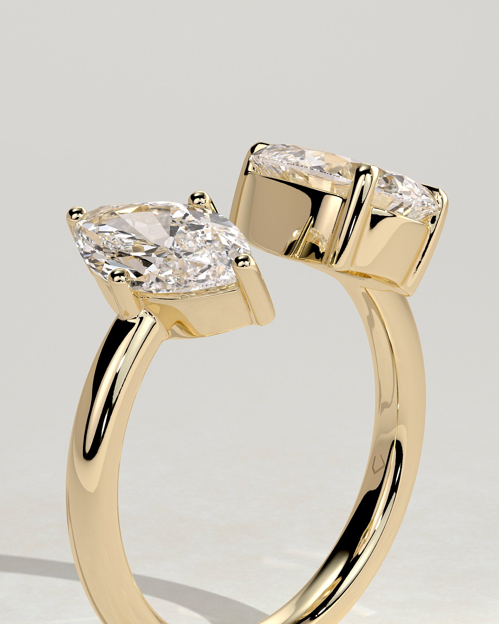 1.15CT Marquise & 1.65CT Pear Lab Grown Diamond Toi et Moi Open Cuff Band Engagement Ring