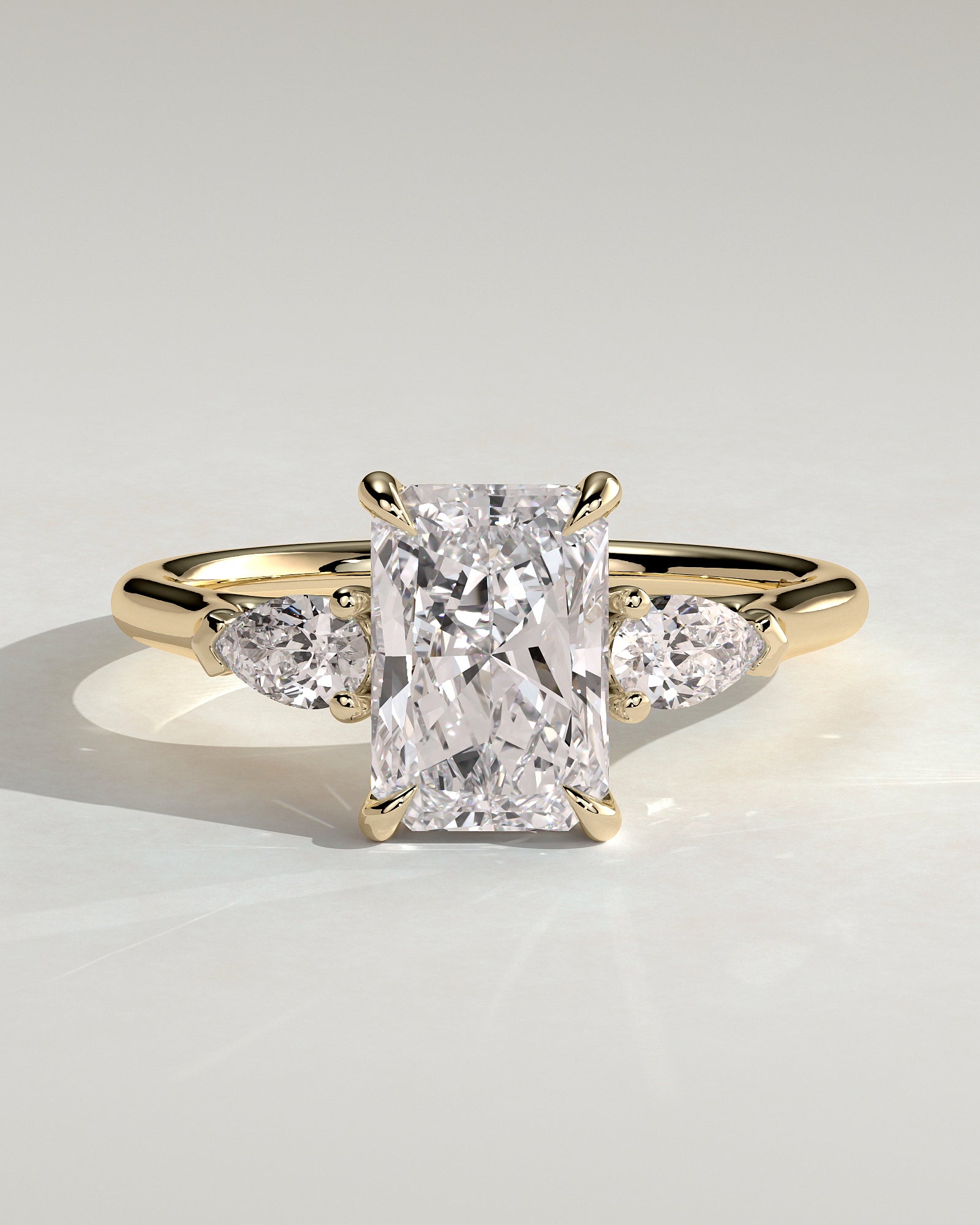 2.0CT Radiant Cut Lab Grown Diamond Three Stone Engagement Ring