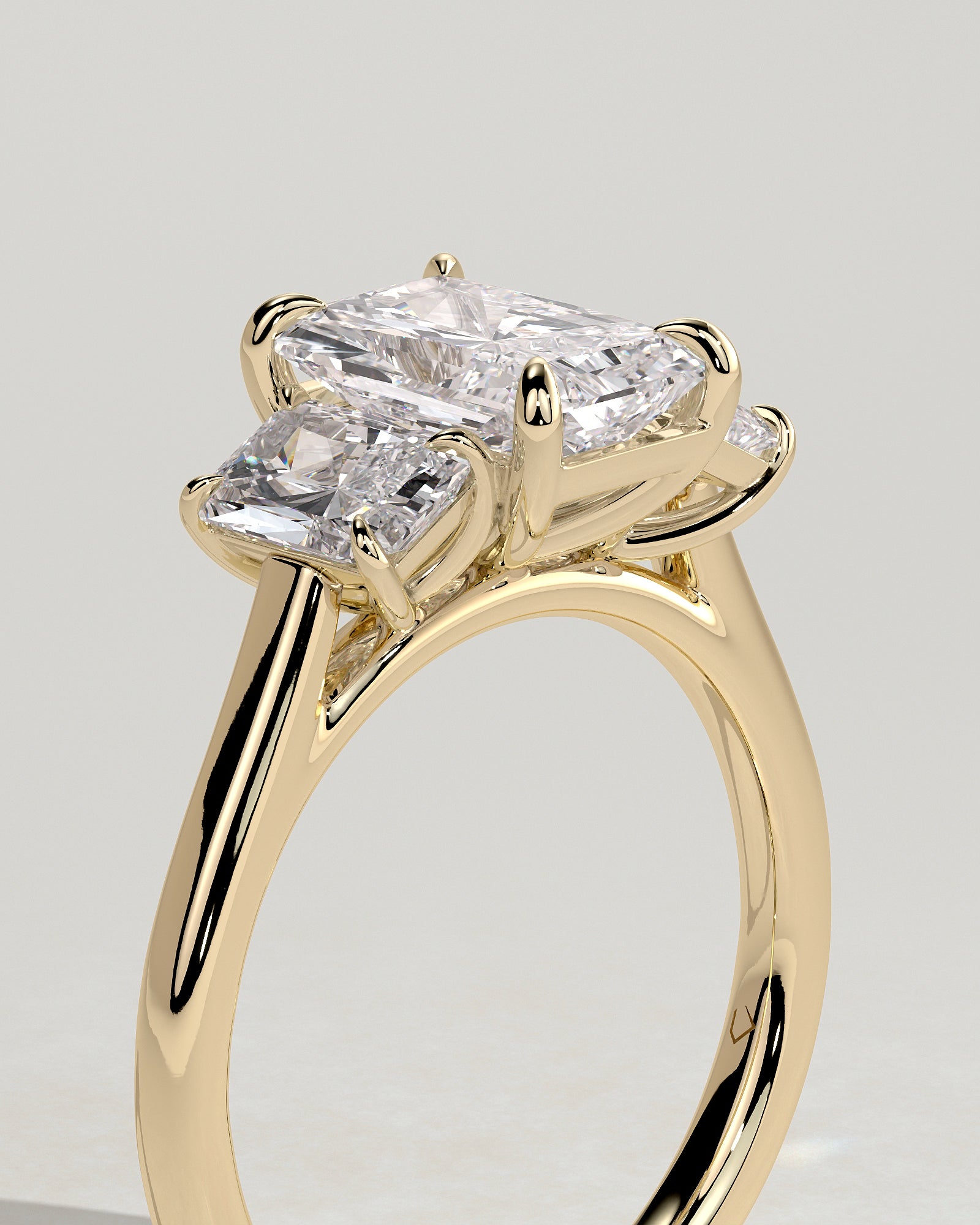2.0CT Radiant Cut Lab Grown Diamond Three Stone Engagement Ring