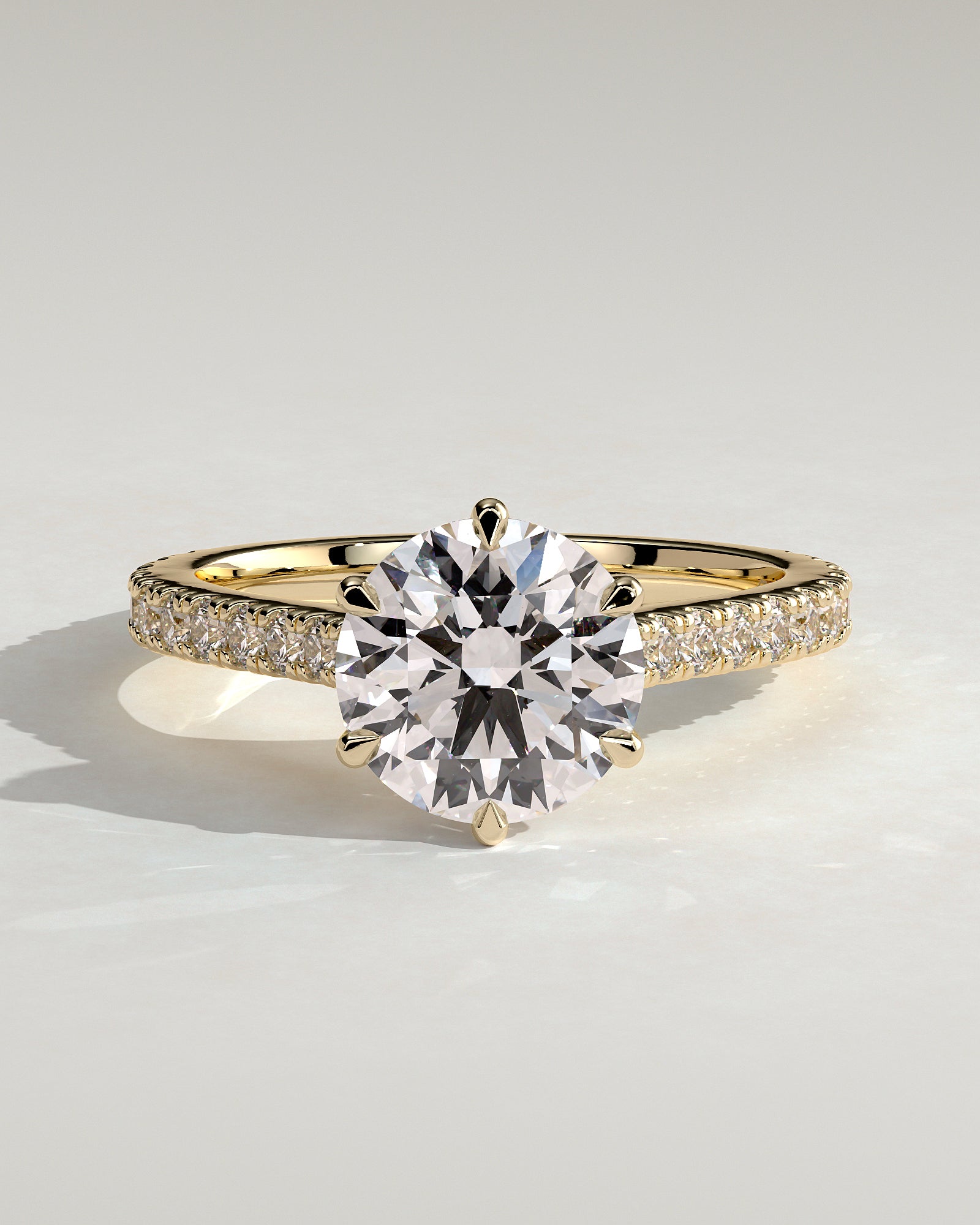 2.0CT Round Lab Grown Diamond Cathedral Pave Engagement Ring