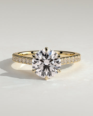 2.0CT Round Lab Grown Diamond Cathedral Pave Engagement Ring