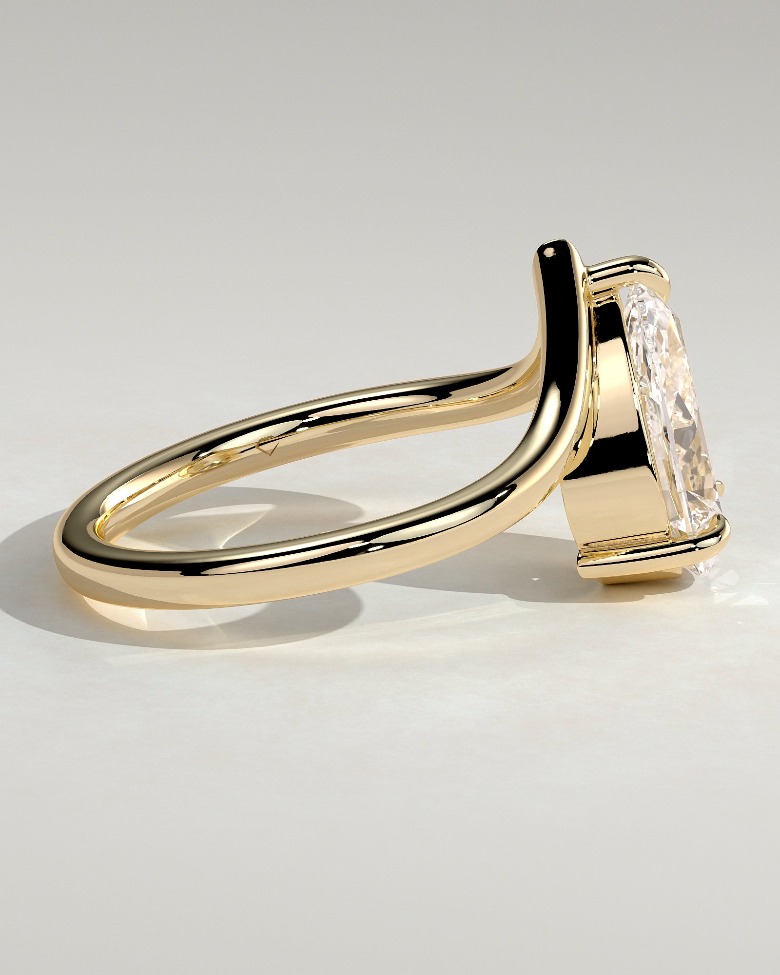 2.0CT Pear Lab Grown Diamond Curved Engagement Ring