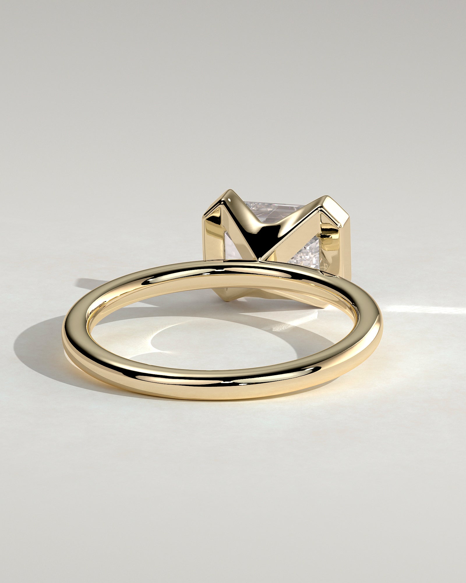 2.0CT Bezel Set Emerald Cut Lab Grown Diamond East West Solitaire Engagement Ring