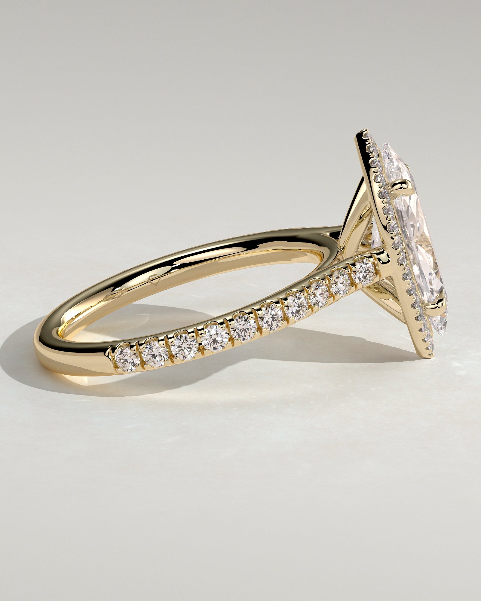 2.0CT Marquise Lab Grown Diamond Halo Cathedral Pave Engagement Ring
