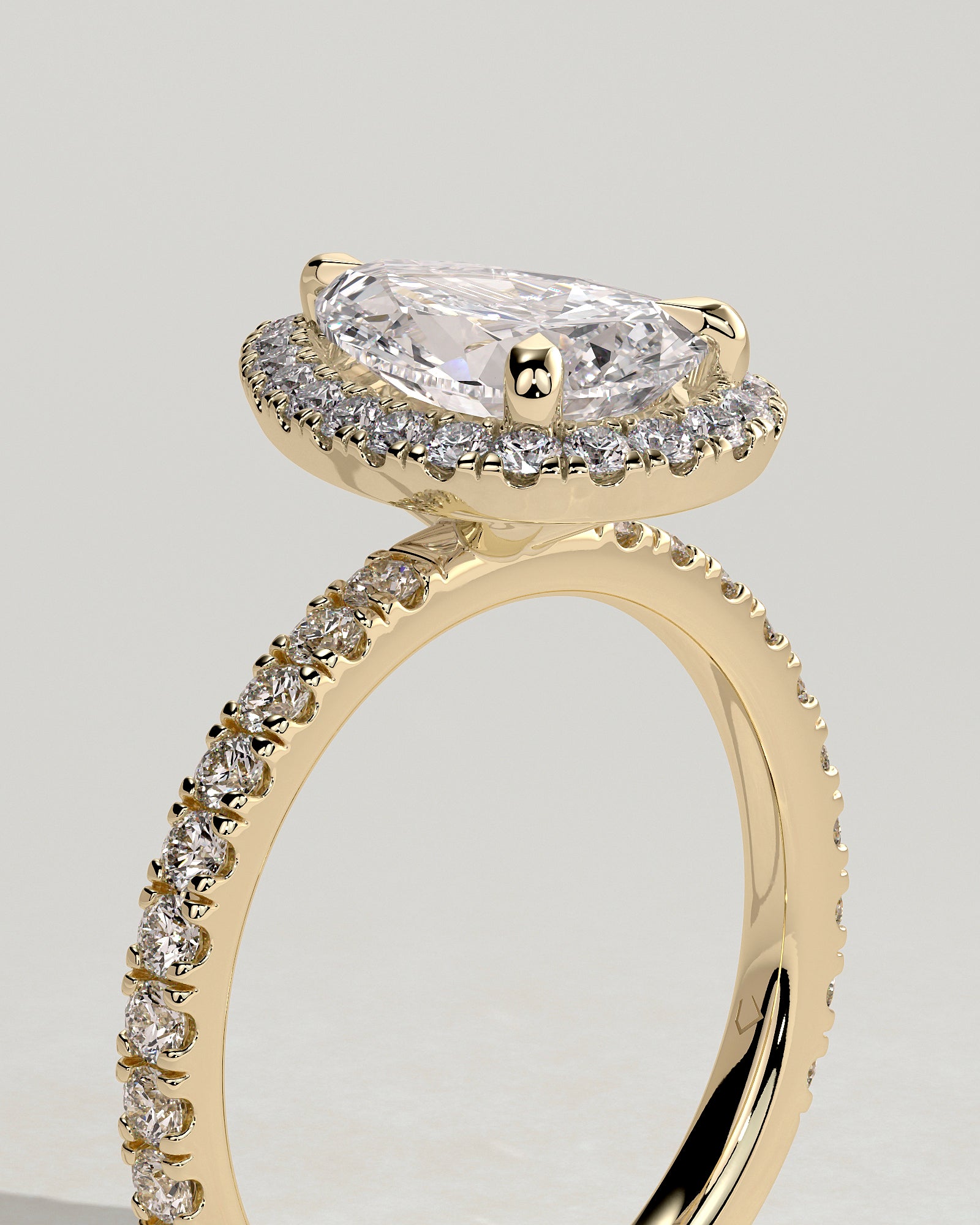 2.0CT Pear Lab Grown Diamond Halo Pave Engagement Ring