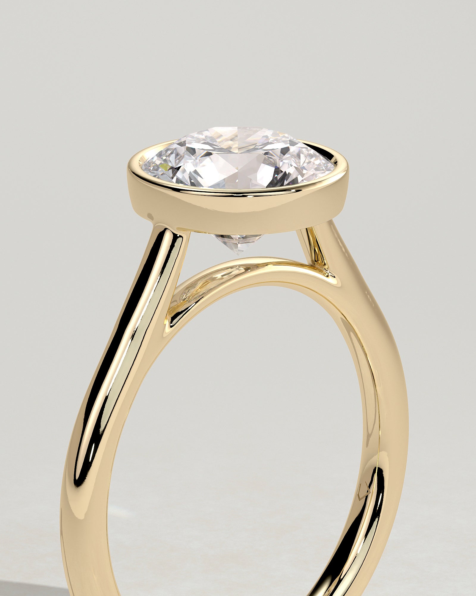 2.0CT Bezel Set Round Lab Grown Diamond Solitaire Cathedral Engagement Ring