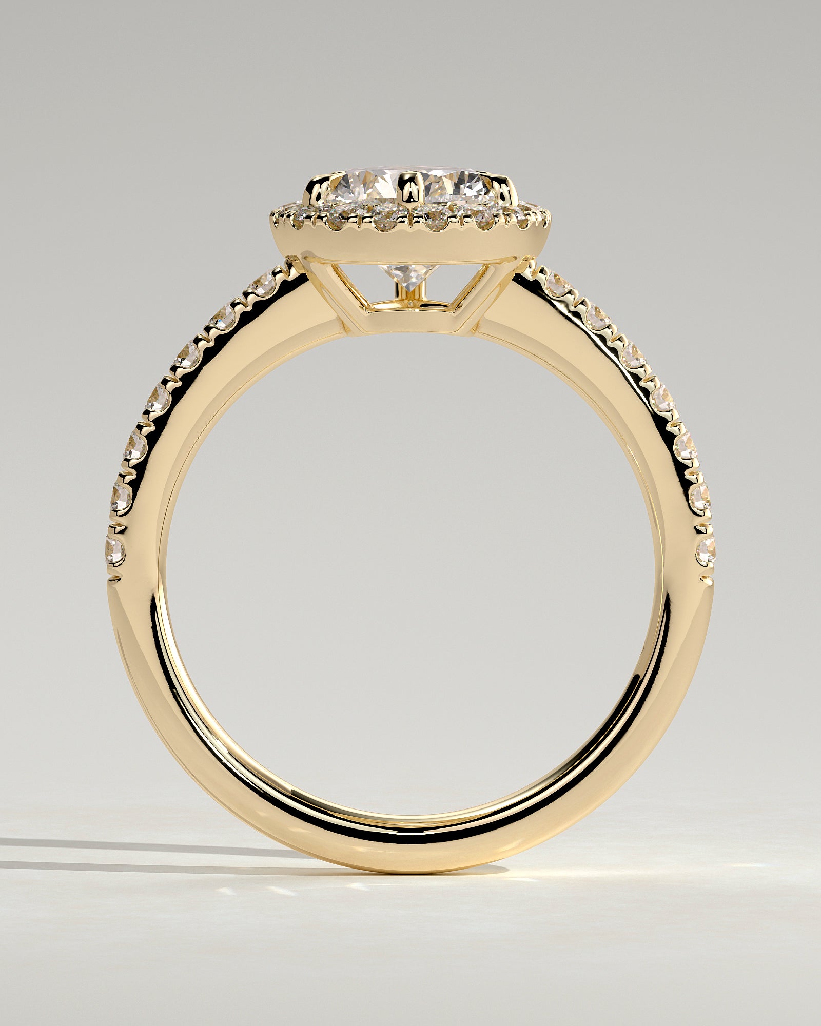 2.0CT Pear Lab Grown Diamond Halo Cathedral Pave Engagement Ring