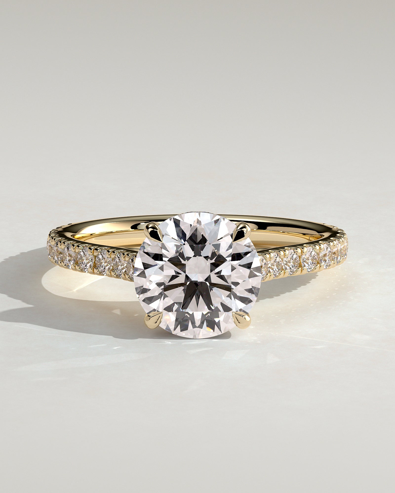 2.0CT Round Lab Grown Diamond Hidden Halo Cathedral Pave Engagement Ring
