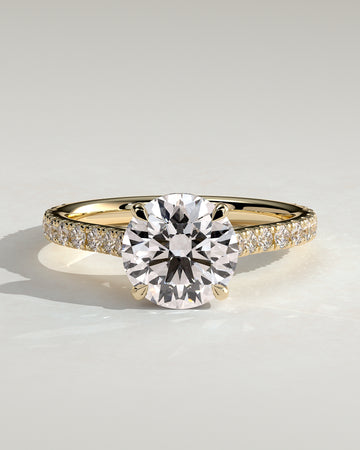 2.0CT Round Lab Grown Diamond Hidden Halo Cathedral Pave Engagement Ring