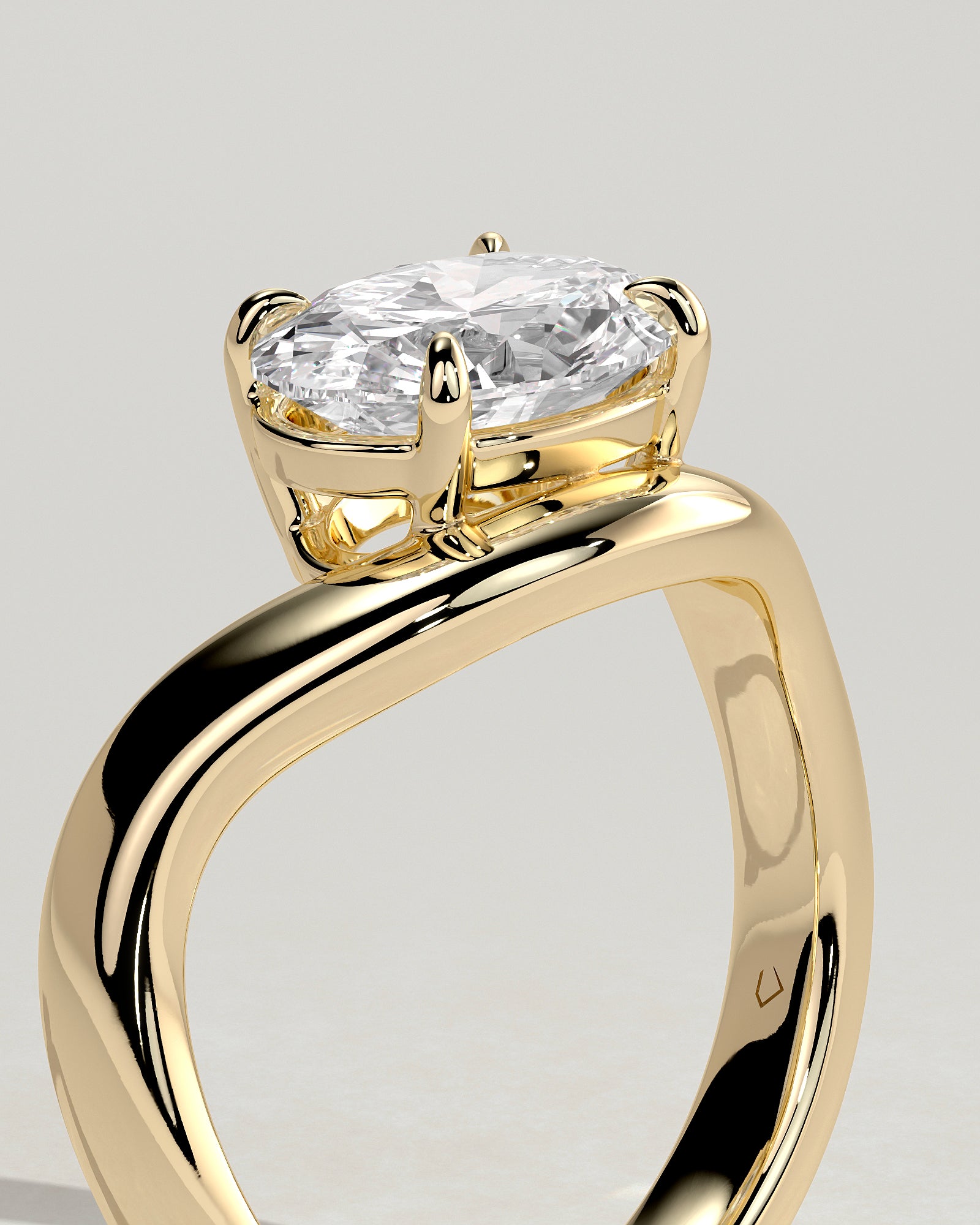 2.0CT East West Oval Lab Grown Diamond Solitaire Wave Band Engagement Ring