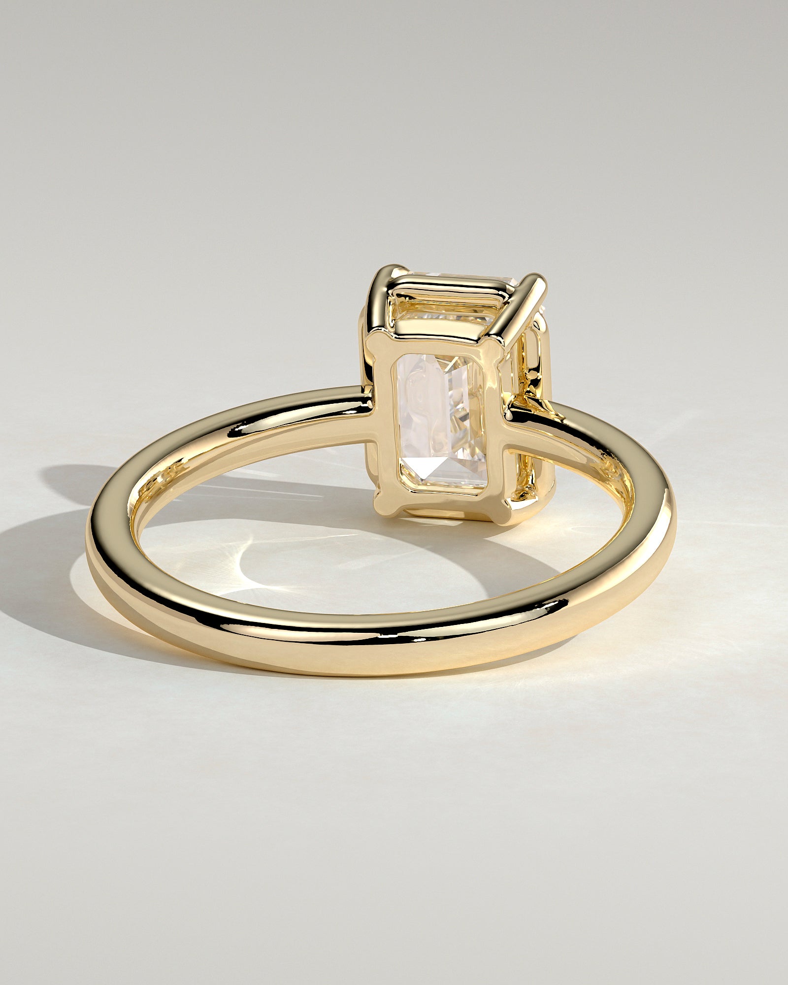2.0CT Emerald Cut Lab Grown Diamond Solitaire Frame Bezel Engagement Ring