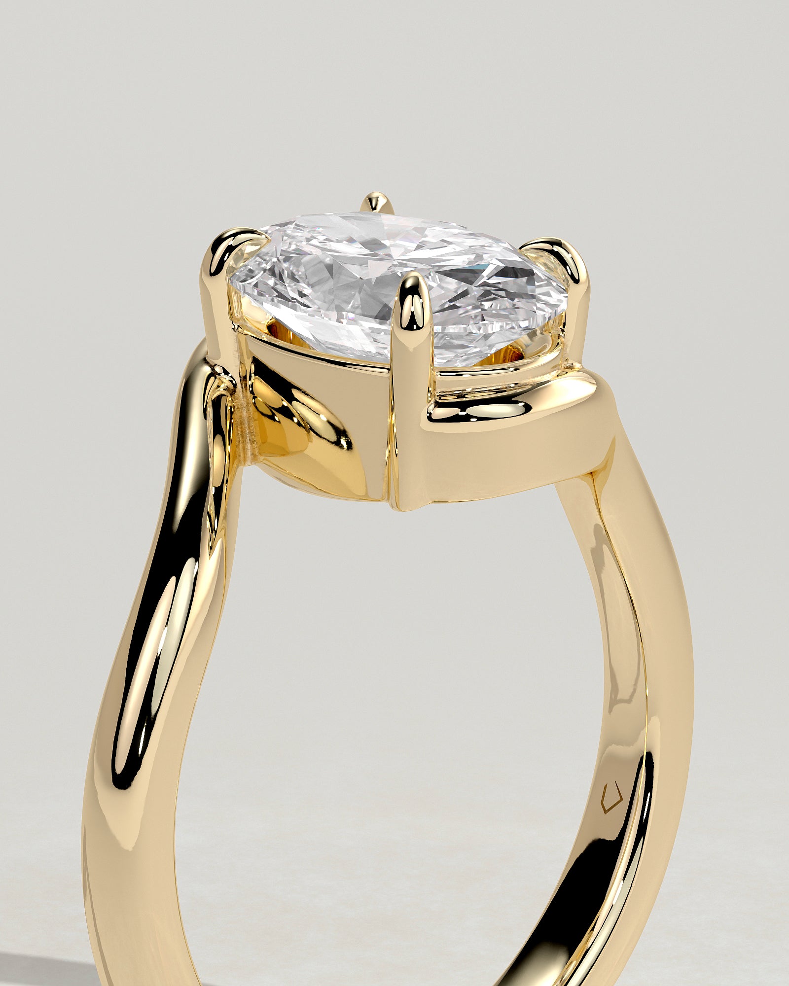 2.0CT Oval Lab Grown Diamond Solitaire Bypass Engagement Ring