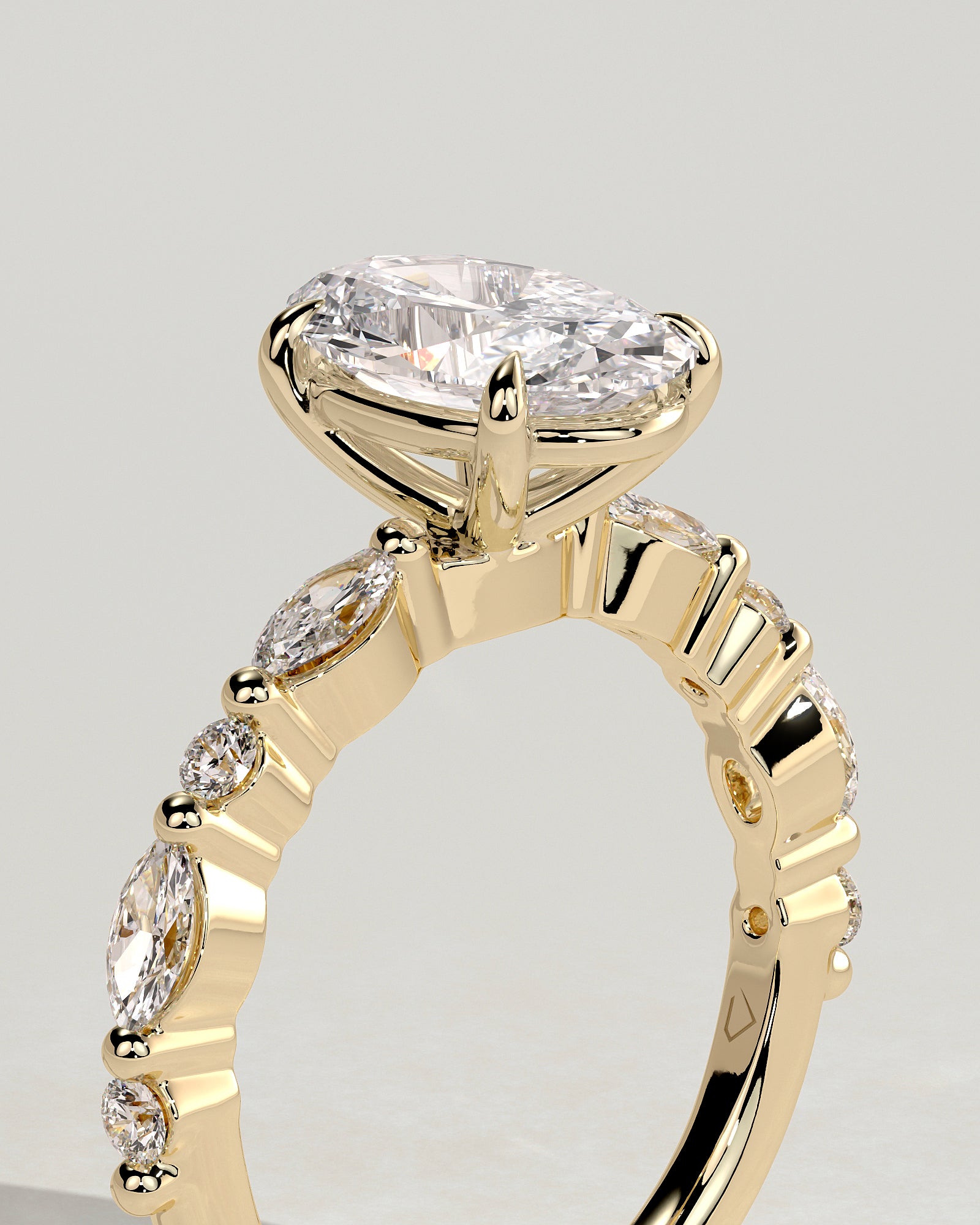 2.0CT Oval Lab Grown Diamond Floating Bubble Pave Engagement Ring