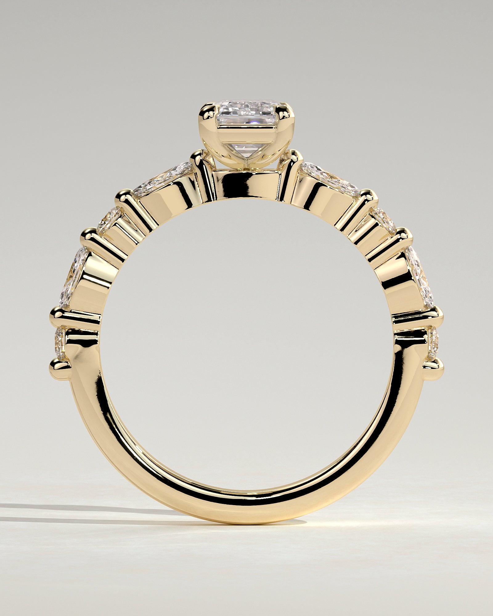 2.0CT Emerald Cut Lab Grown Diamond Floating Bubble Pave Engagement Ring