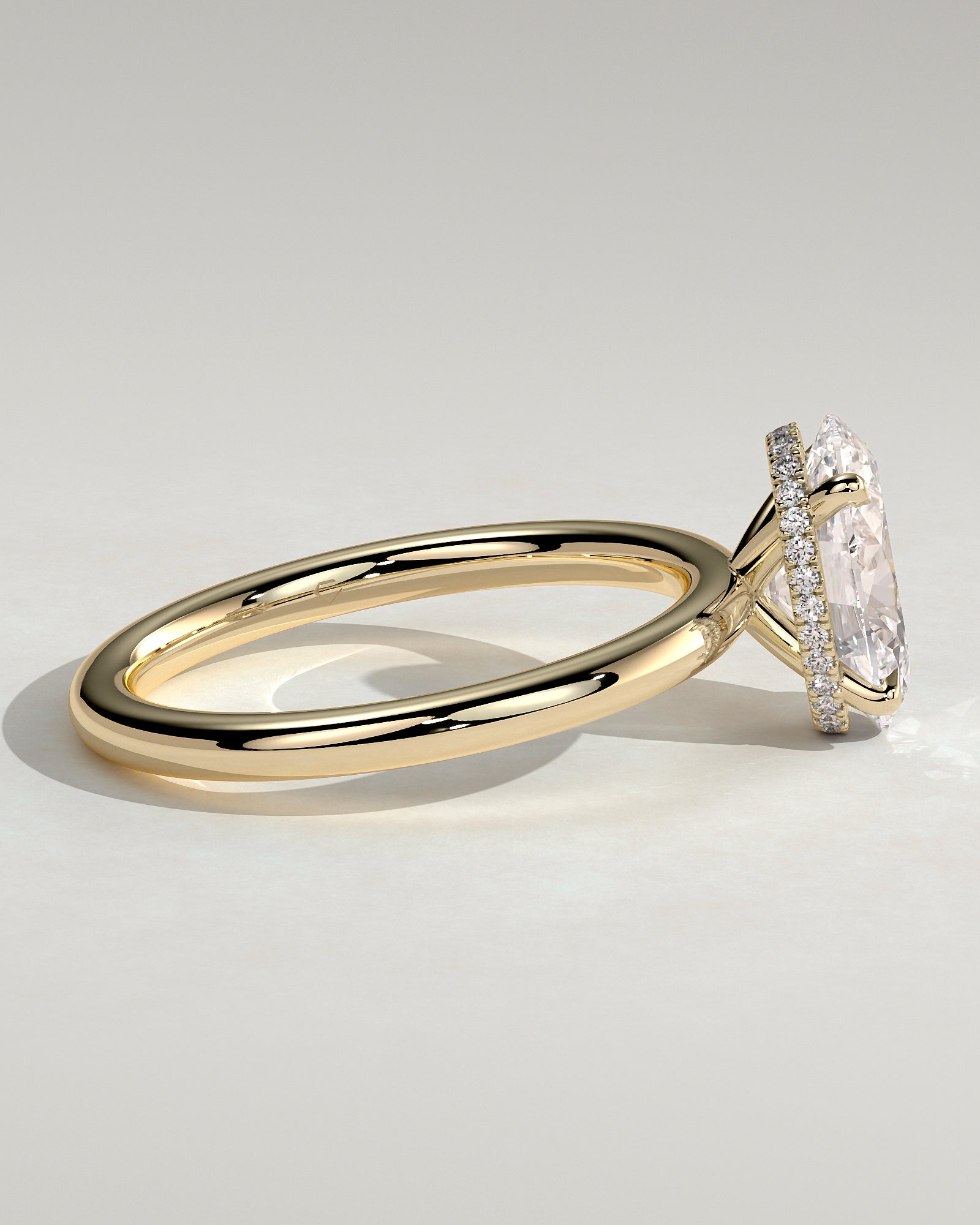 2.0CT Oval Lab Grown Diamond Hidden Halo Solitaire Engagement Ring