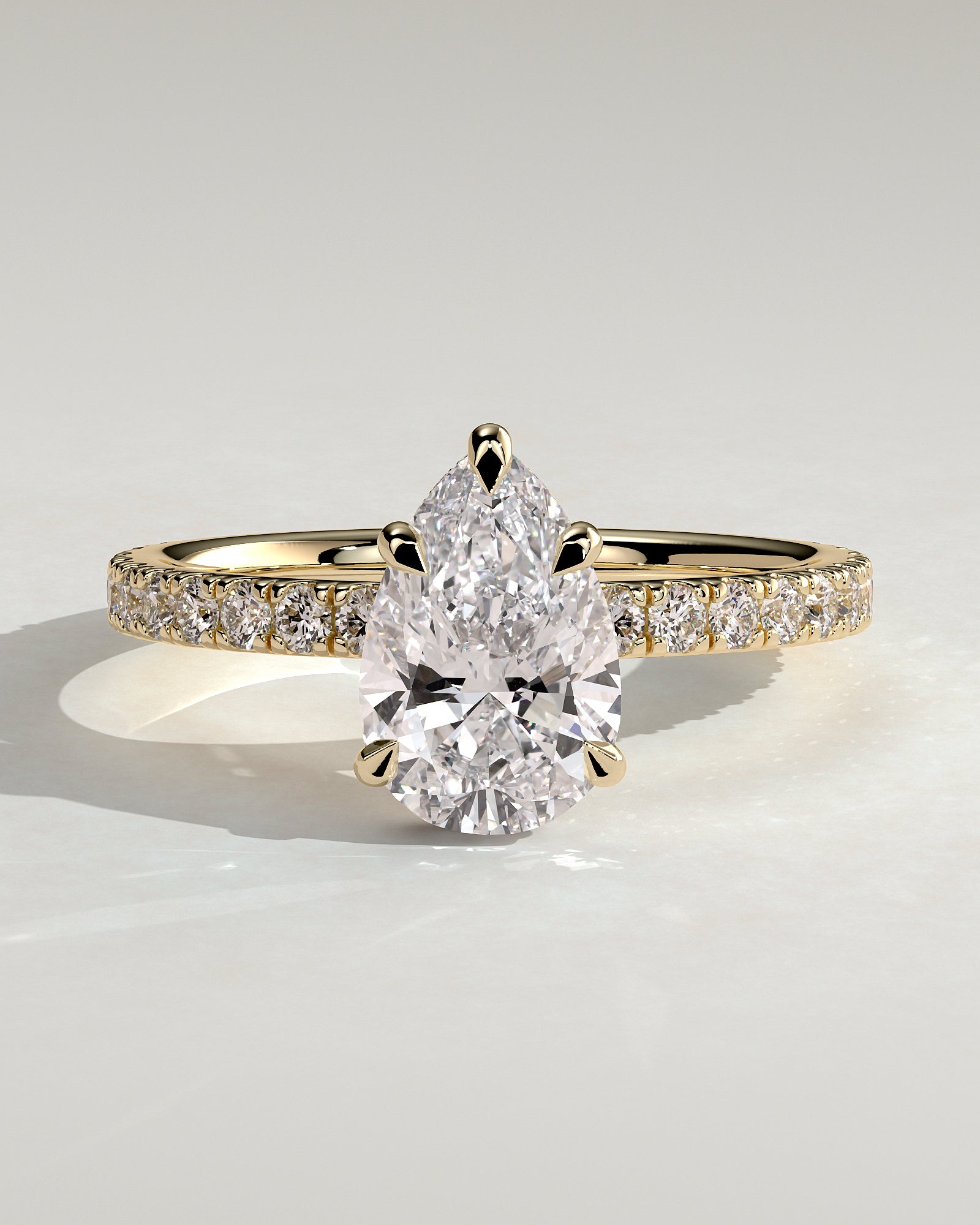 2.0CT Pear Lab Grown Diamond Hidden Halo Pave Engagement Ring