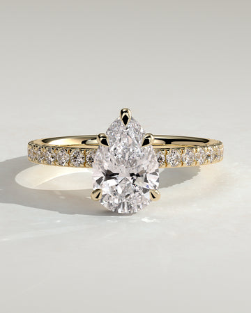 2.0CT Pear Lab Grown Diamond Hidden Halo Pave Engagement Ring
