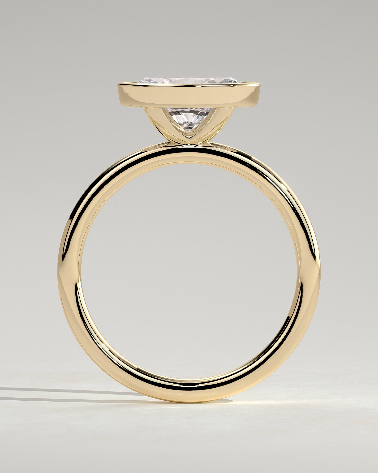 2.0CT East West Oval Lab Grown Diamond Bezel Solitaire Engagement Ring