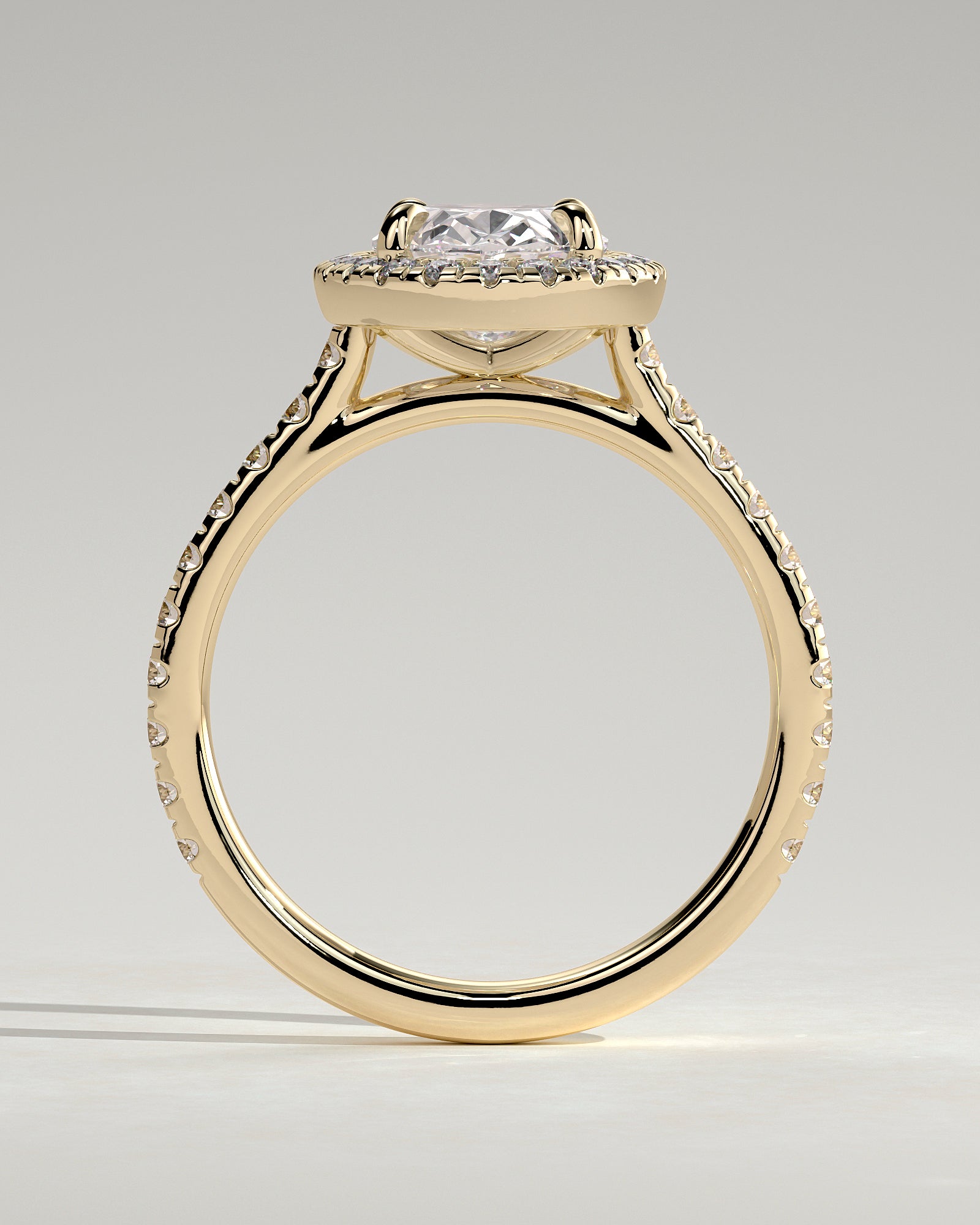 2.0CT Oval Lab Grown Diamond Halo Cathedral Pave Engagement Ring