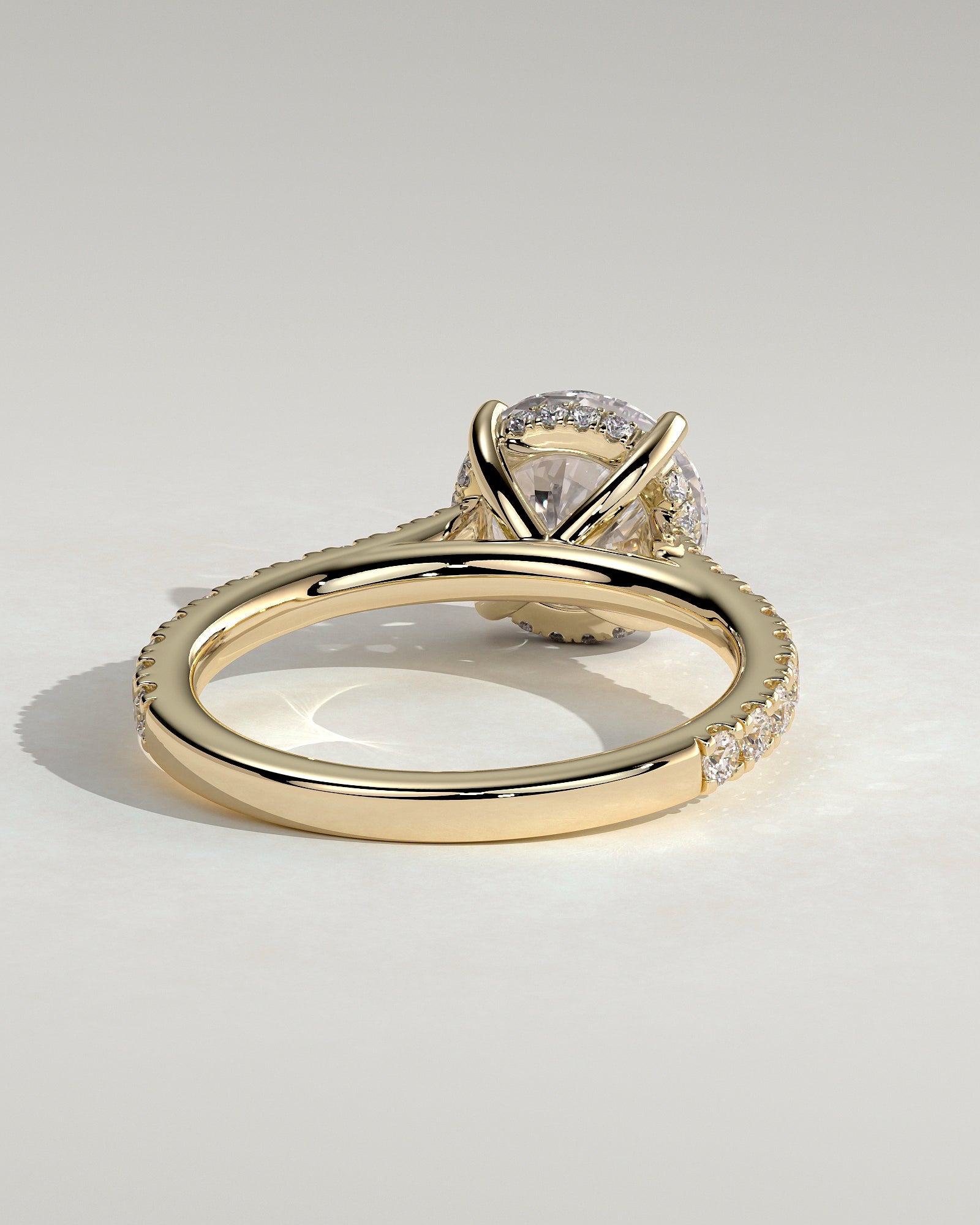 2.0CT Round Lab Grown Diamond Hidden Halo Cathedral Pave Engagement Ring