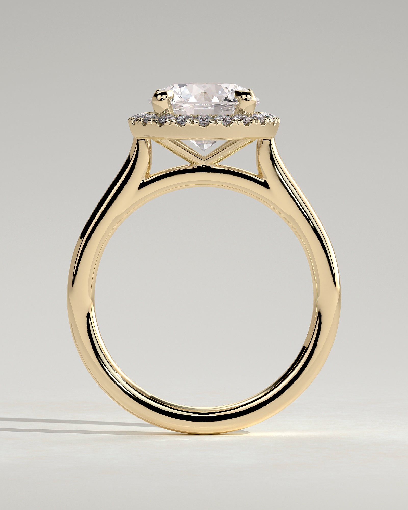 2.0CT Round Lab Grown Diamond Halo Cathedral Engagement Ring