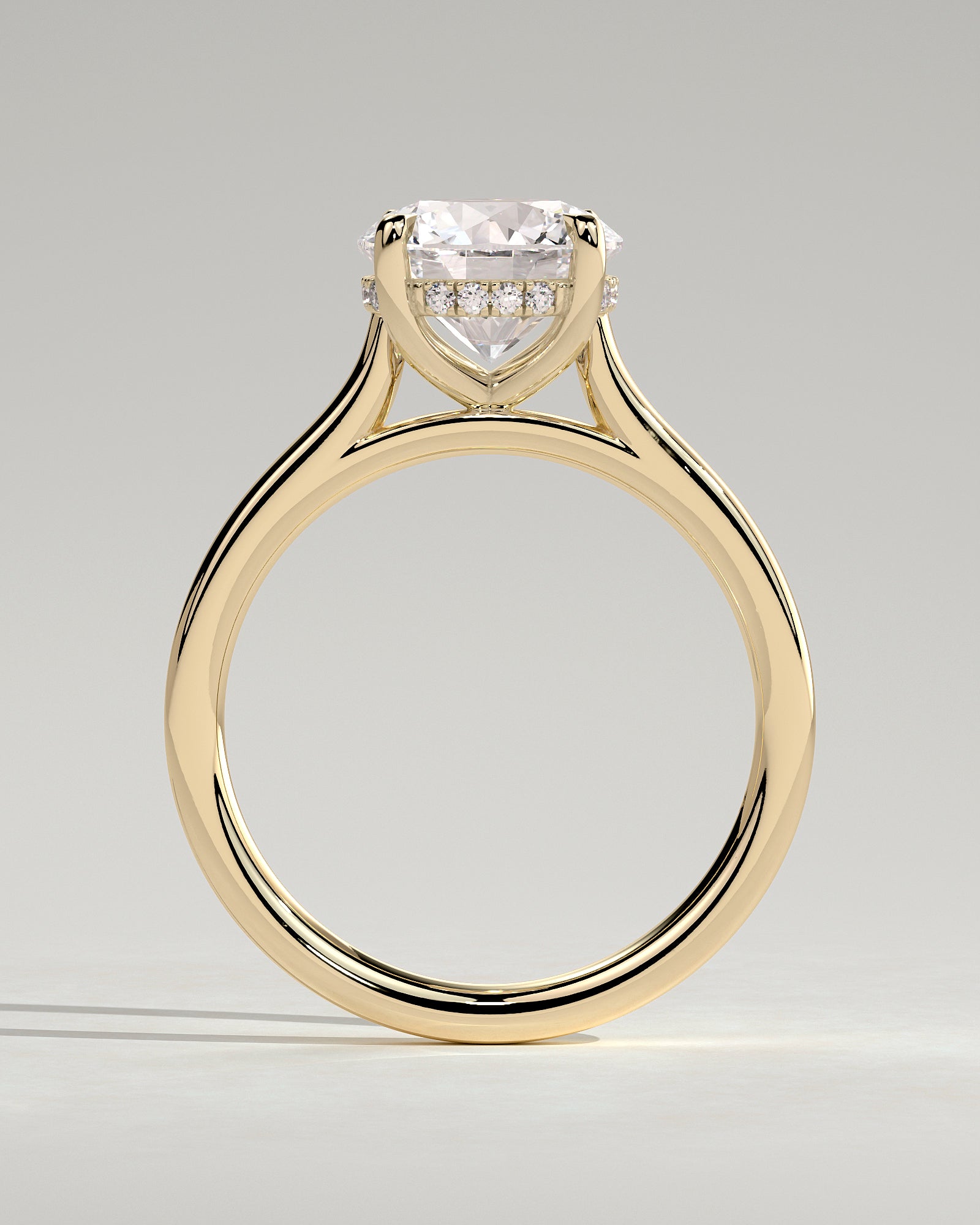 2.0CT Round Lab Grown Diamond Hidden Halo Cathedral Engagement Ring