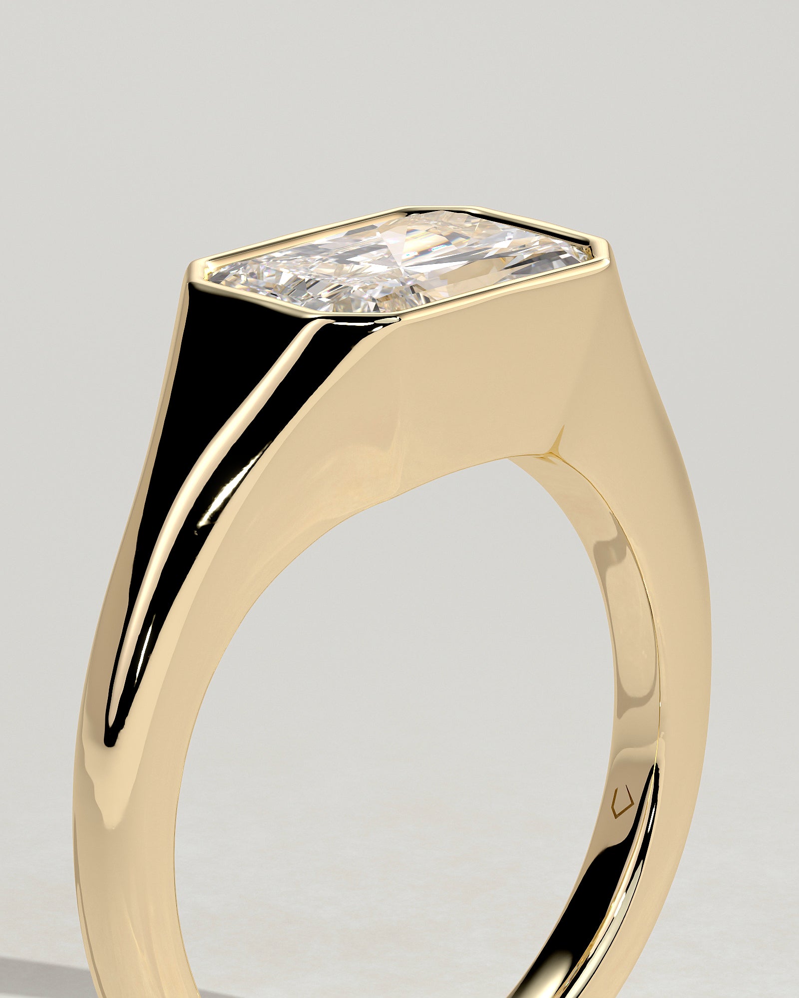 2.0CT Bezel Set East West Radiant Lab Grown Diamond Signet Band Engagement Ring
