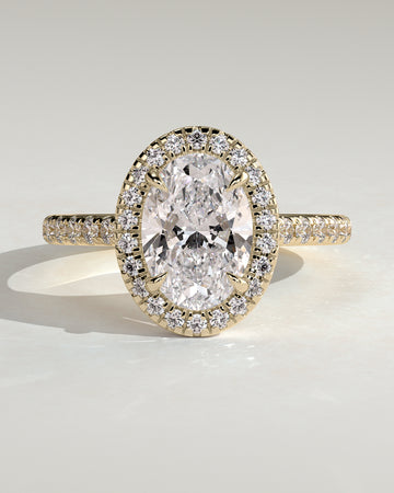 2.0CT Oval Lab Grown Diamond Halo Cathedral Pave Engagement Ring