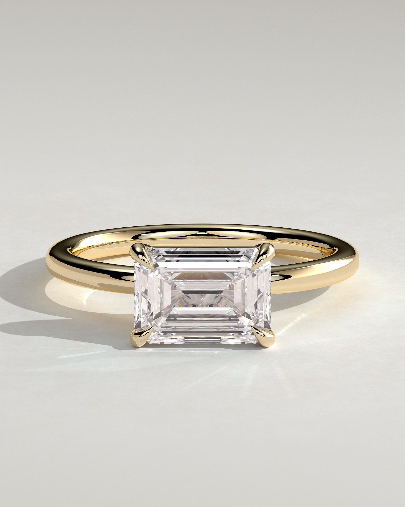 2.0CT East West Emerald Cut Lab Grown Diamond Solitaire Engagement Ring