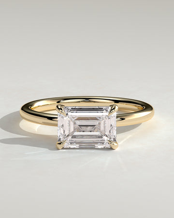 2.0CT East West Emerald Cut Lab Grown Diamond Solitaire Engagement Ring