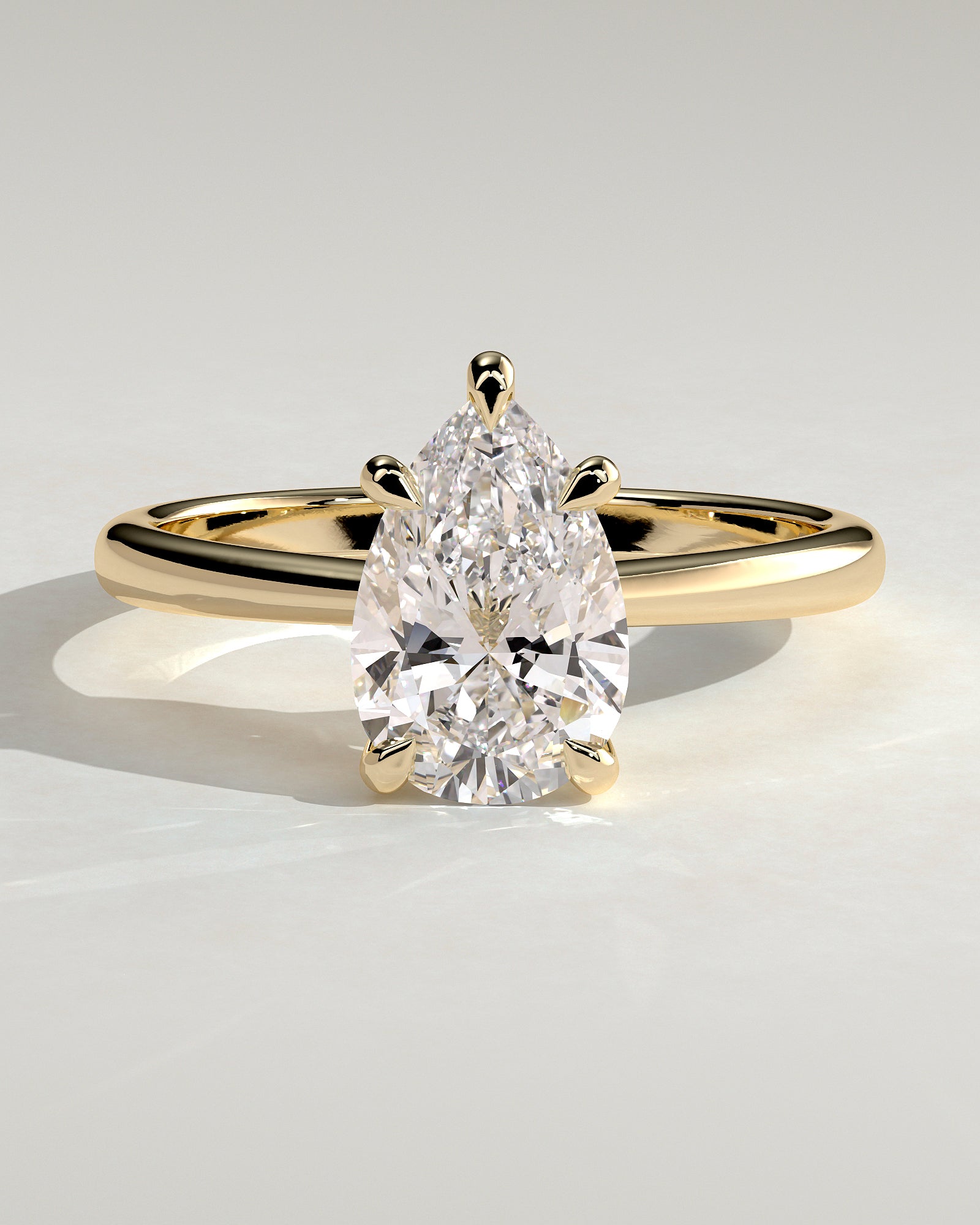 2.0CT Pear Lab Grown Diamond Solitaire Cathedral Engagement Ring