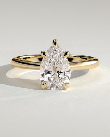 2.0CT Pear Lab Grown Diamond Solitaire Cathedral Engagement Ring
