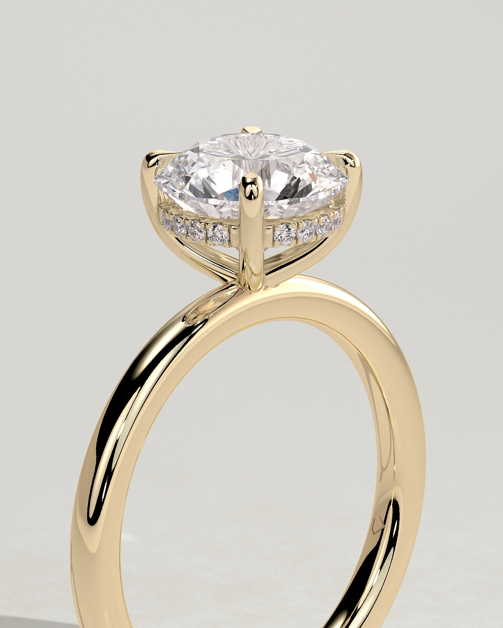 2.0CT Round Lab Grown Diamond Hidden Halo Solitaire Engagement Ring