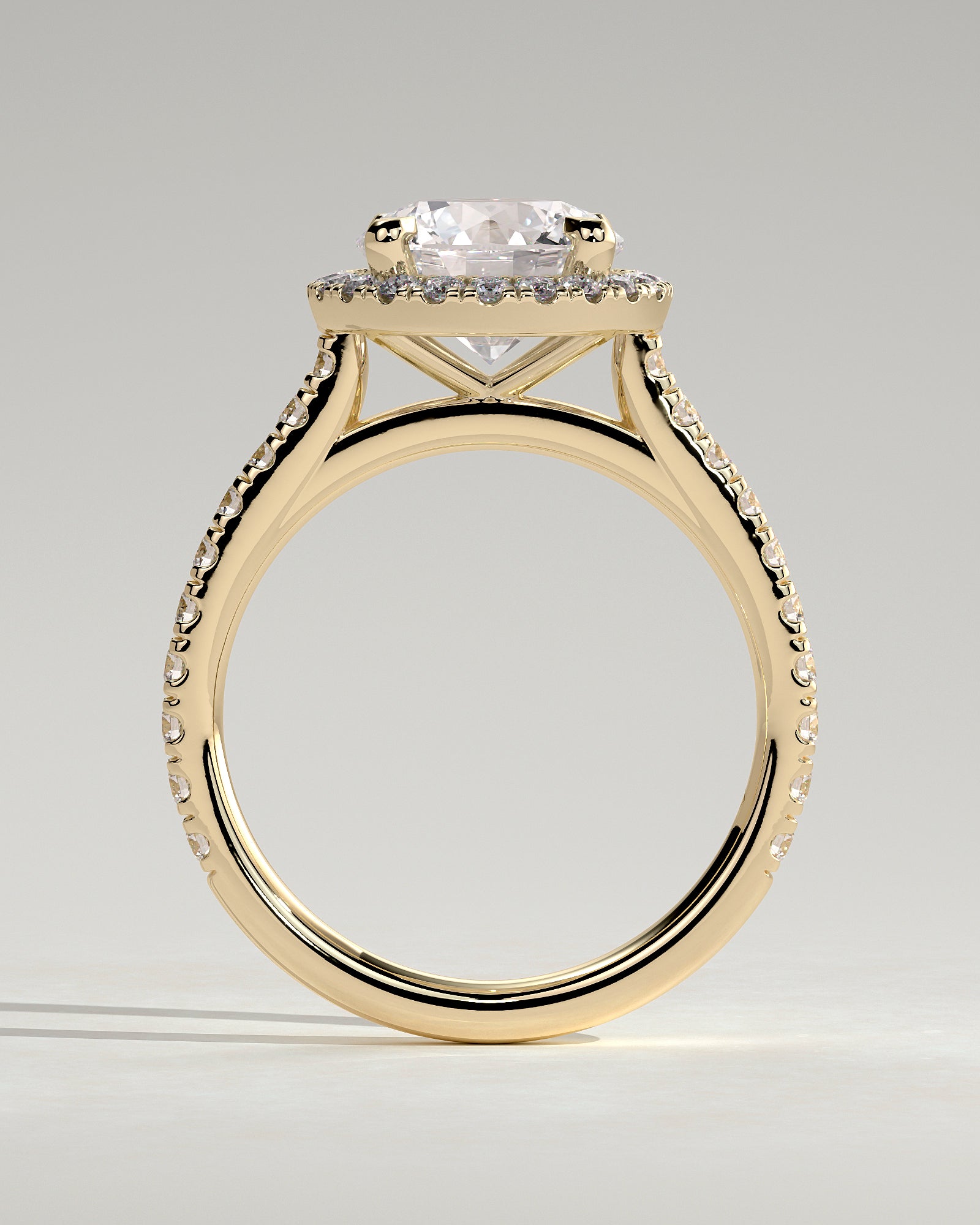 2.0CT Round Lab Grown Diamond Halo Cathedral Pave Engagement Ring