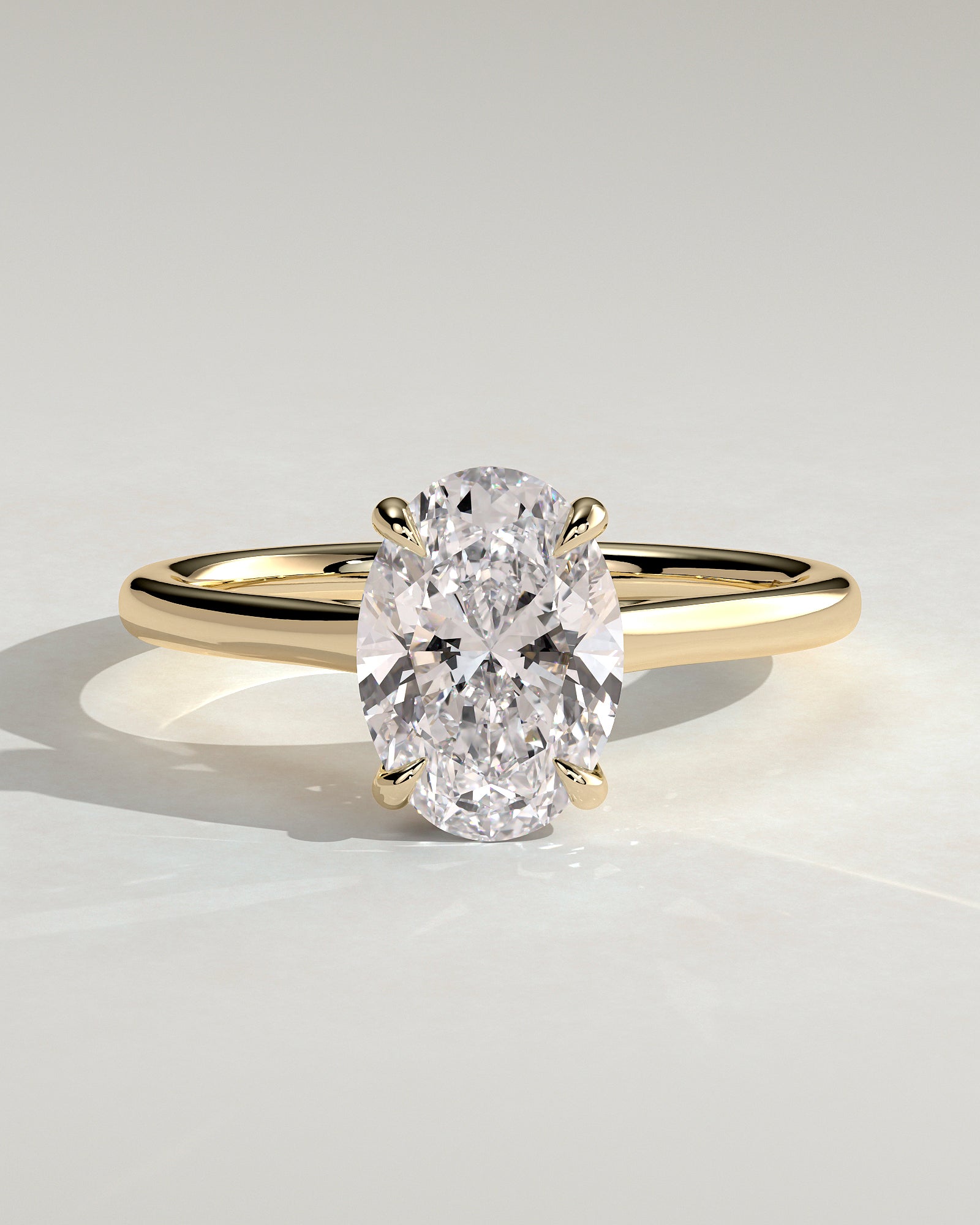2.0CT Oval Lab Grown Diamond Hidden Halo Cathedral Engagement Ring