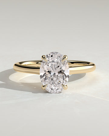 2.0CT Oval Lab Grown Diamond Hidden Halo Cathedral Engagement Ring