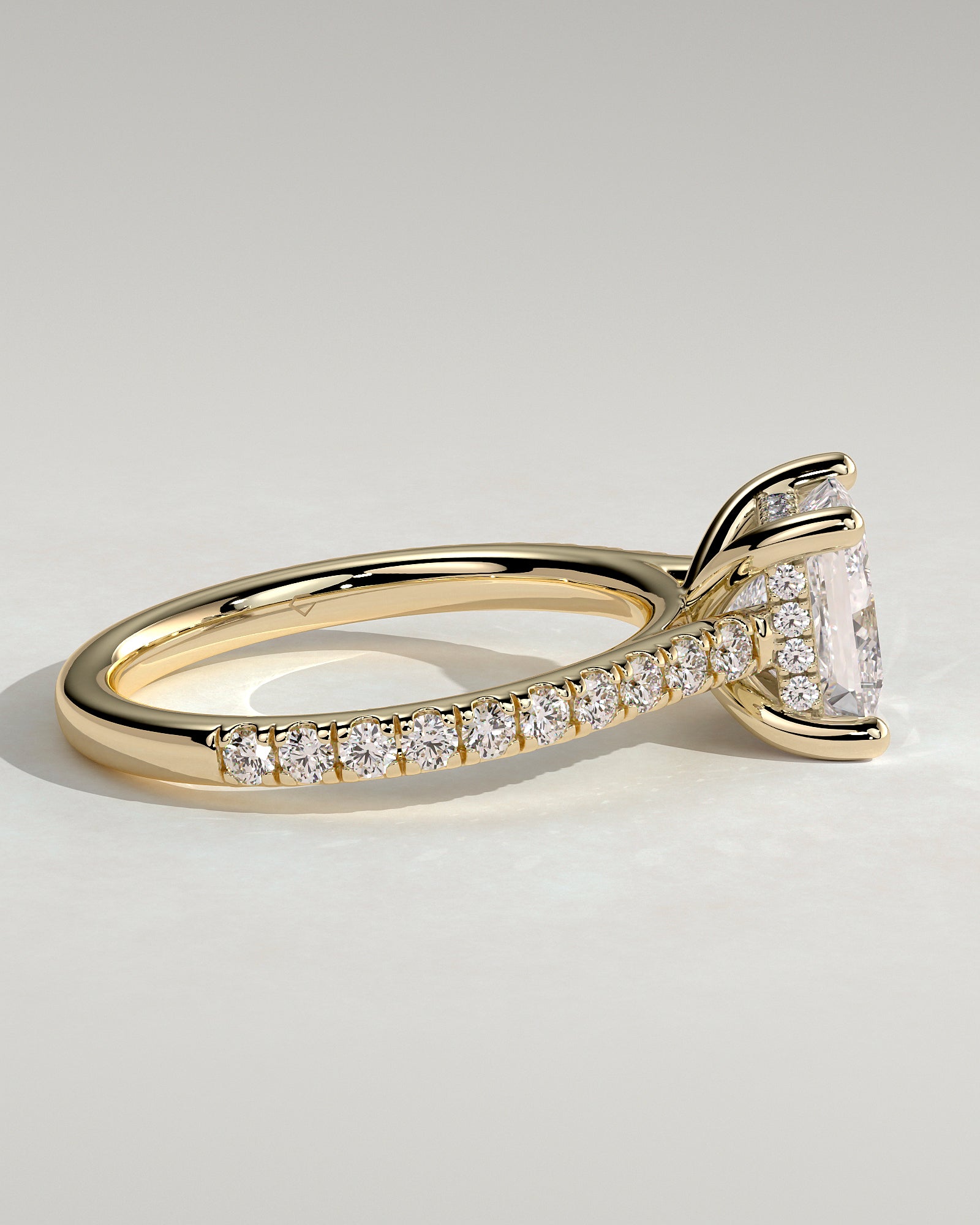 2.0CT Princess Lab Grown Diamond Hidden Halo Cathedral Pave Engagement Ring