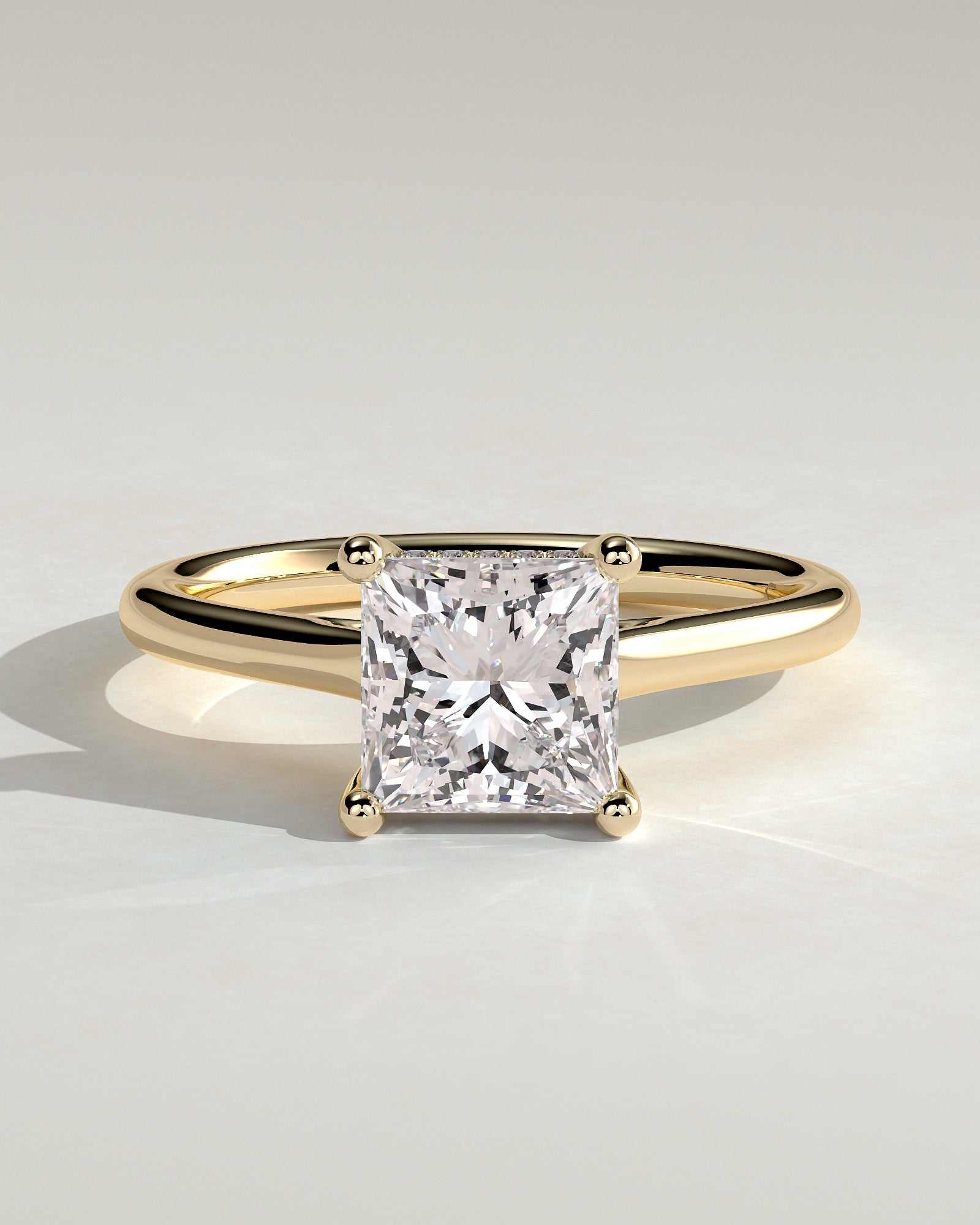 2.0CT Princess Lab Grown Diamond Hidden Halo Cathedral Engagement Ring
