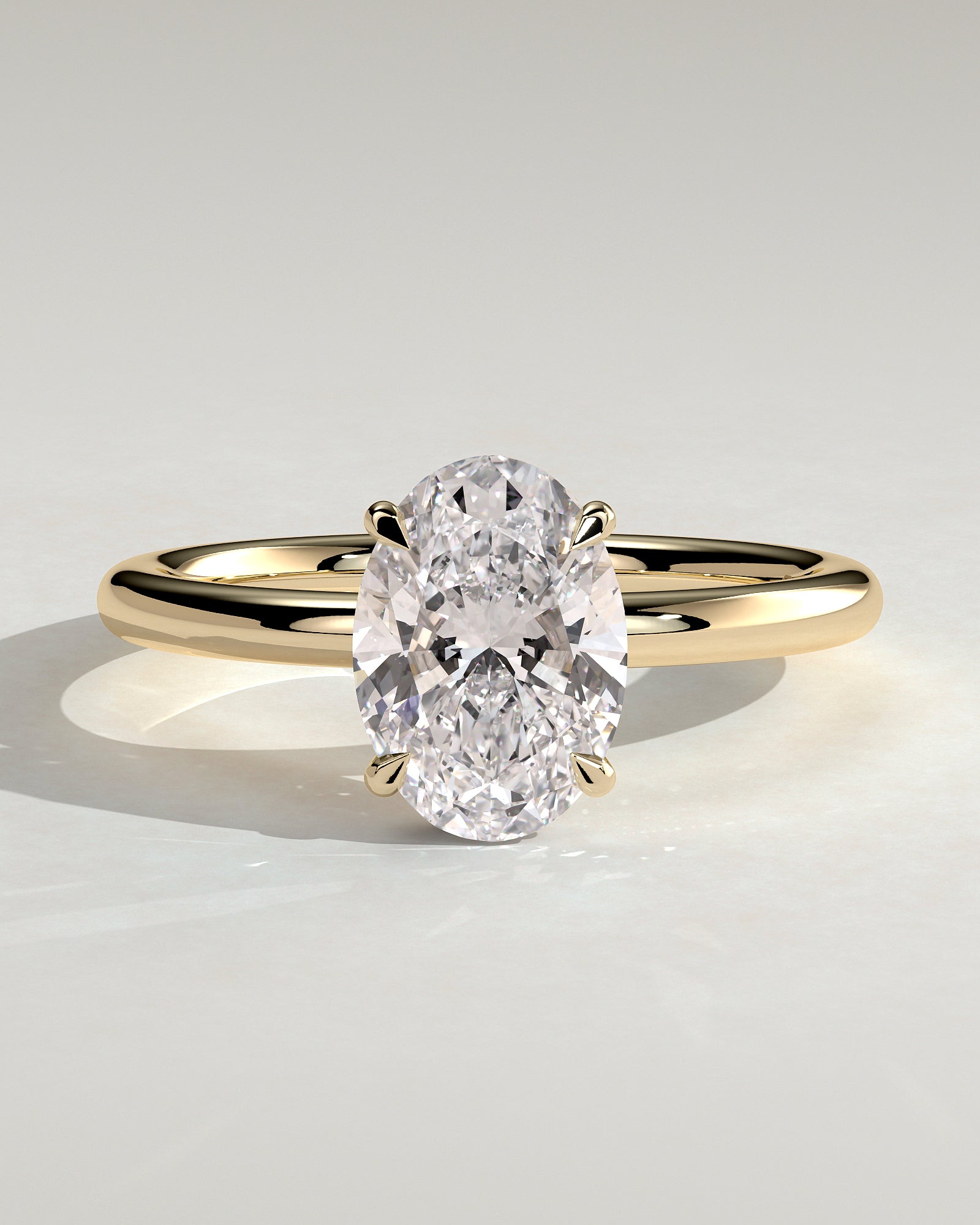 2.0CT Oval Lab Grown Diamond Hidden Halo Solitaire Engagement Ring