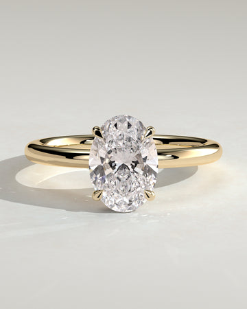 2.0CT Oval Lab Grown Diamond Hidden Halo Solitaire Engagement Ring