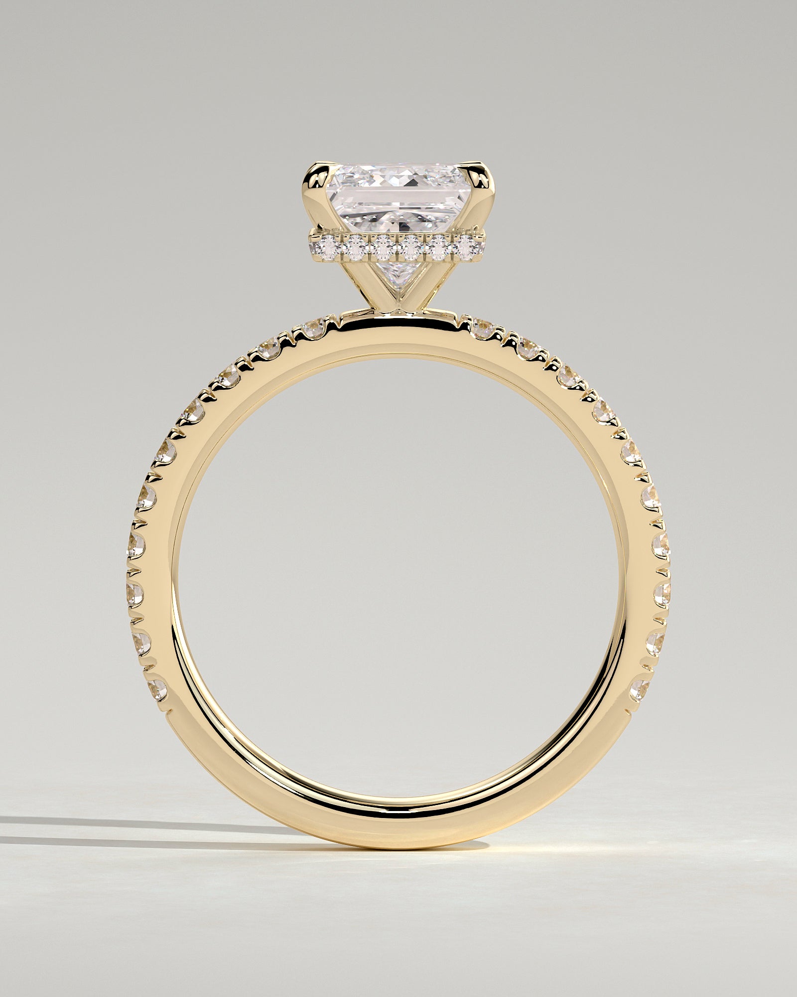 2.0CT Princess Lab Grown Diamond Hidden Halo Pave Engagement Ring
