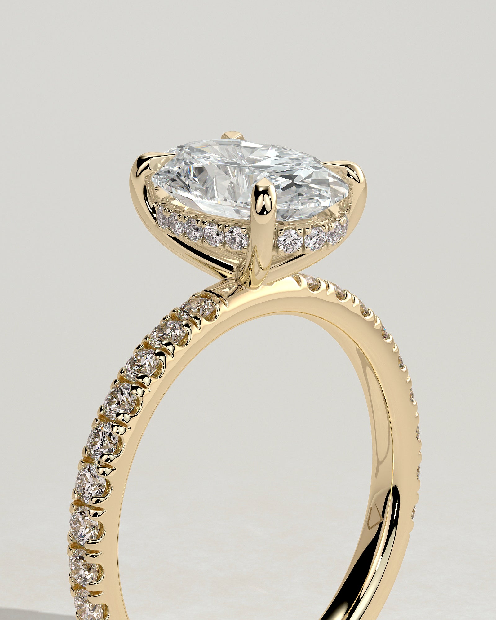 2.0CT Oval Lab Grown Diamond Hidden Halo Pave Engagement Ring