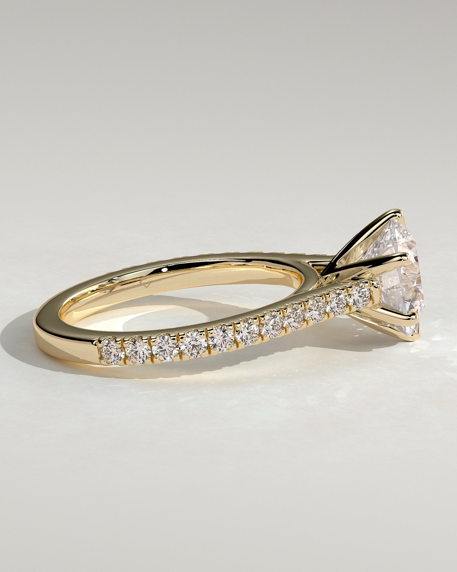 2.0CT Round Lab Grown Diamond Cathedral Pave Engagement Ring