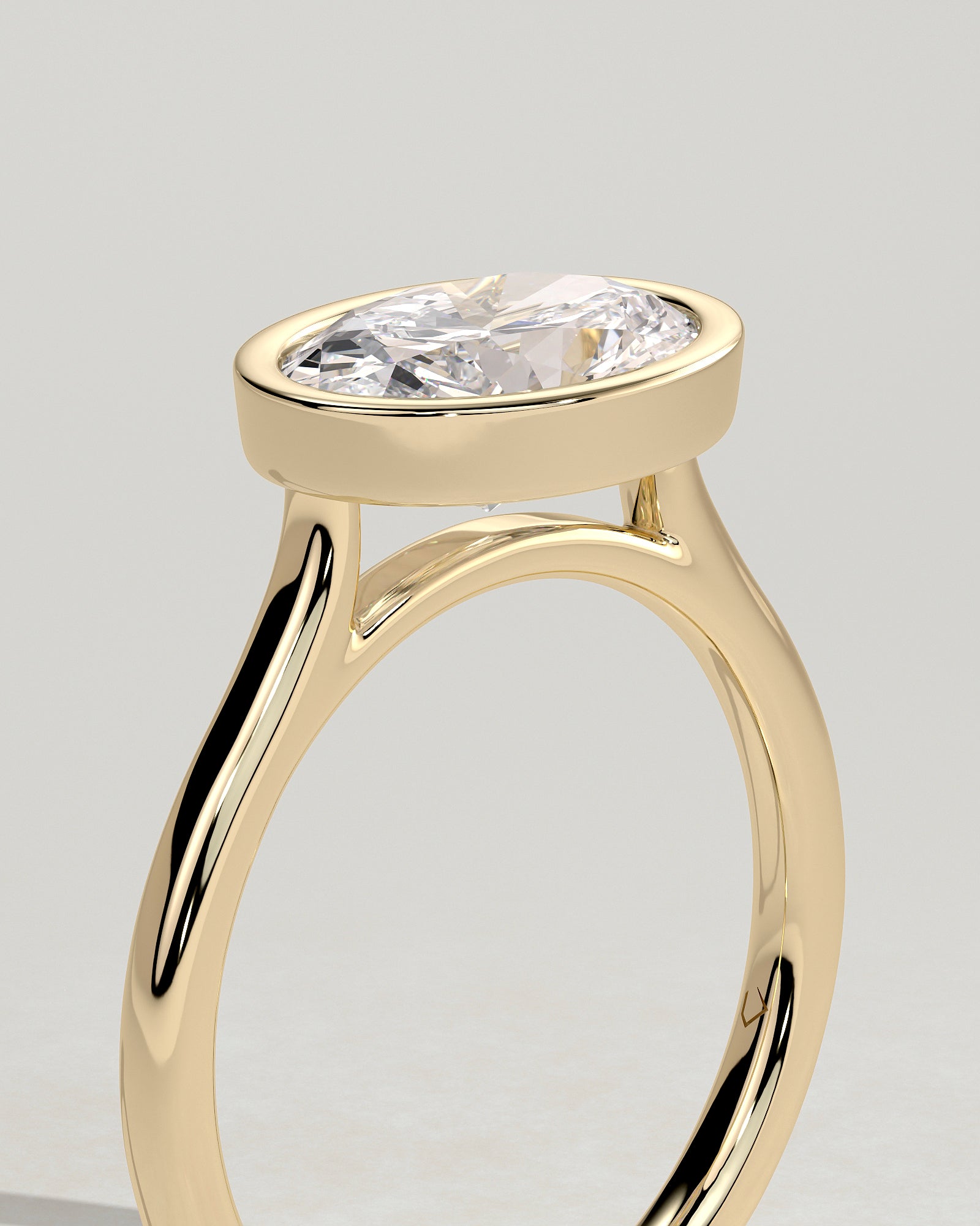 2.0CT East West Oval Lab Grown Diamond Bezel Cathedral Engagement Ring