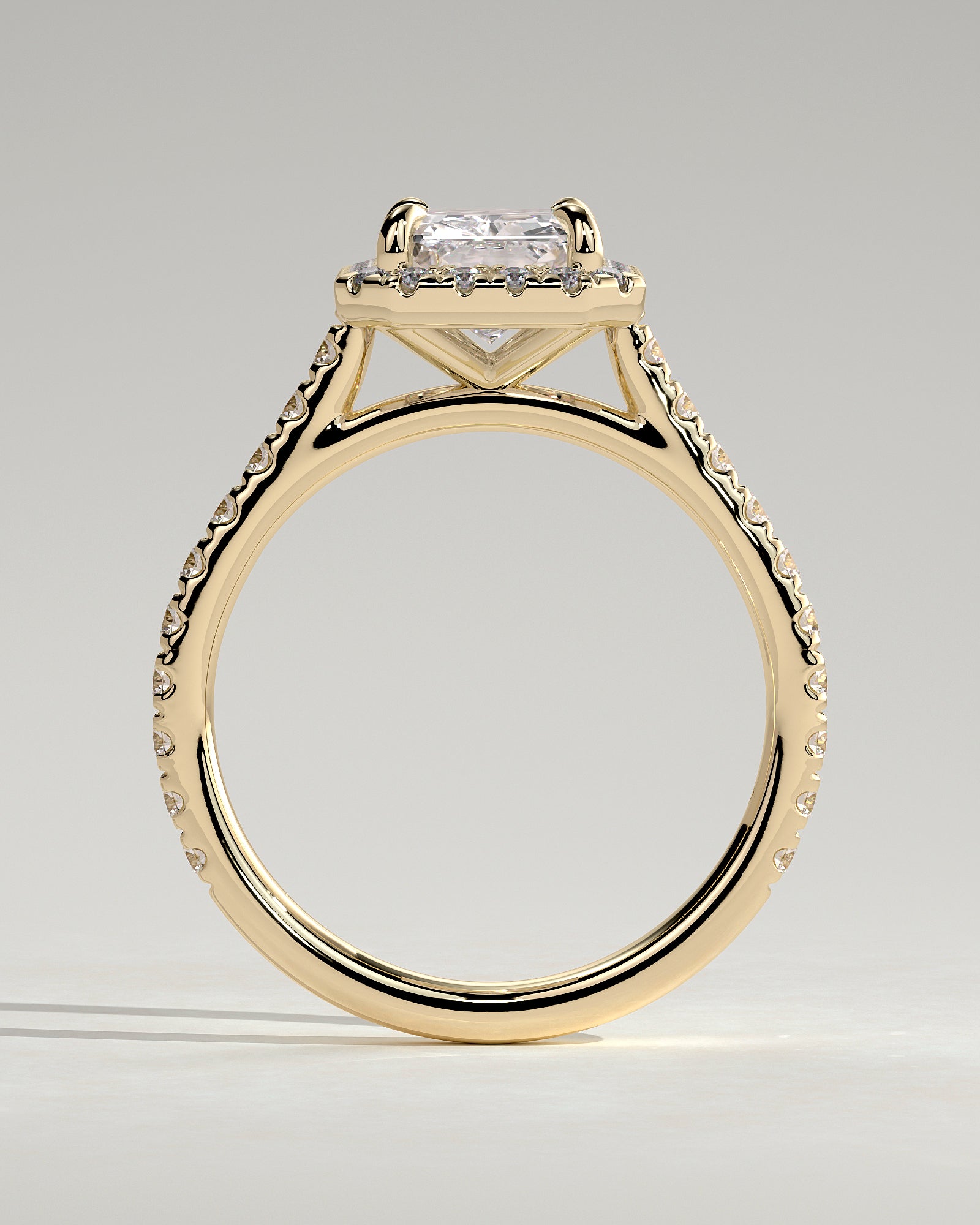 2.0CT Radiant Lab Grown Diamond Halo Cathedral Pave Engagement Ring