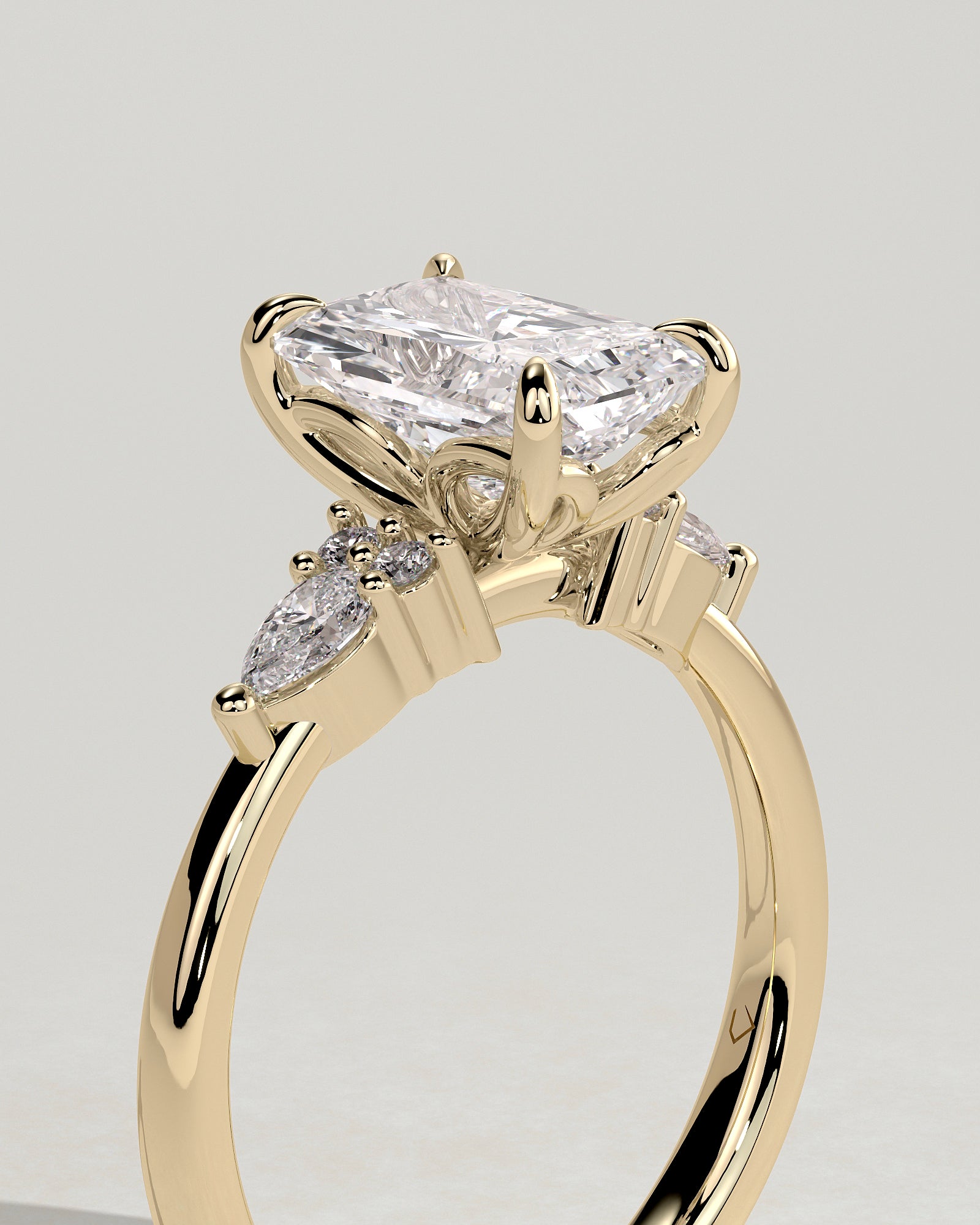 2.0CT Radiant Cut Lab Grown Diamond Cluster Engagement Ring