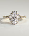 2.0CT Oval Lab Grown Diamond Halo Pave Engagement Ring