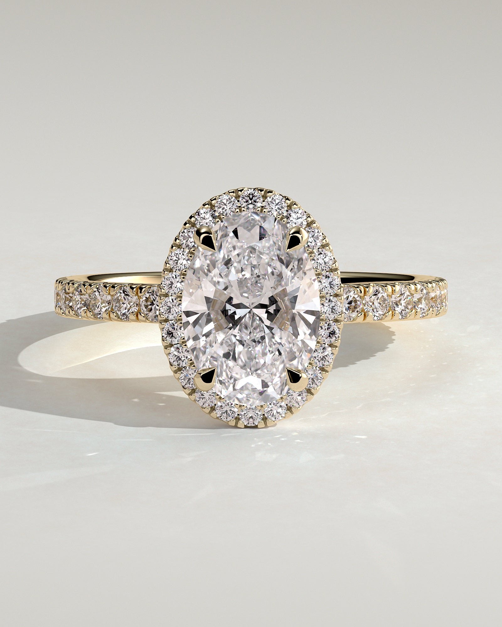 2.0CT Oval Lab Grown Diamond Halo Pave Engagement Ring