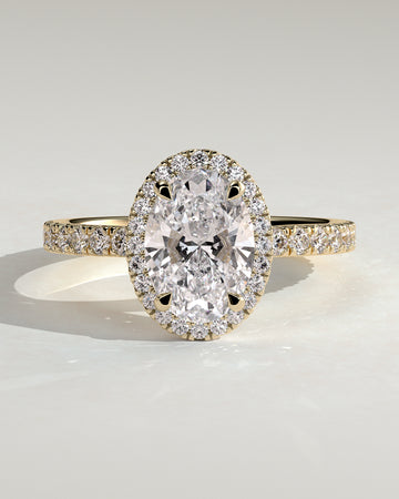2.0CT Oval Lab Grown Diamond Halo Pave Engagement Ring