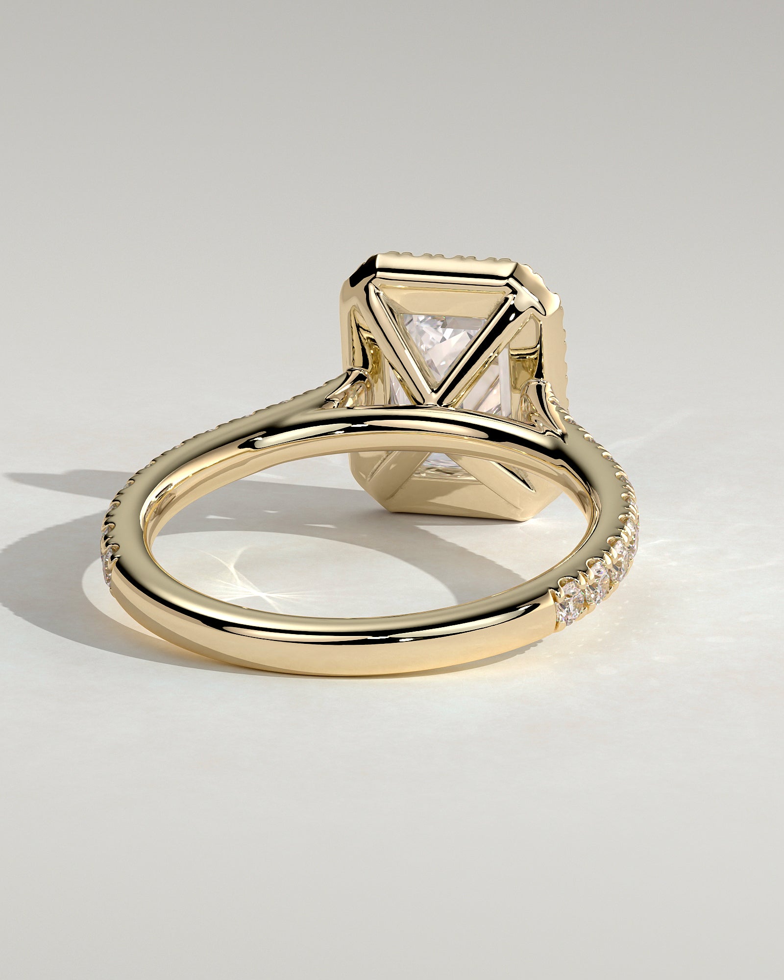 2.0CT Emerald Cut Lab Grown Diamond Halo Cathedral Pave Engagement Ring